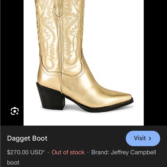 Jeffrey Campbell Gold Dagget Western boot! size 7.5 - Picture 3 of 6